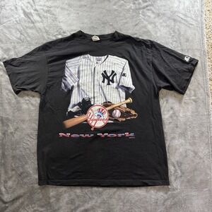Vintage New York Yankees Starter T Shirt Men's XL Black Single Stitch 1996 NY